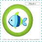 Preview: Möbelknauf Fisch blau/grün Massivholz Buche individuell