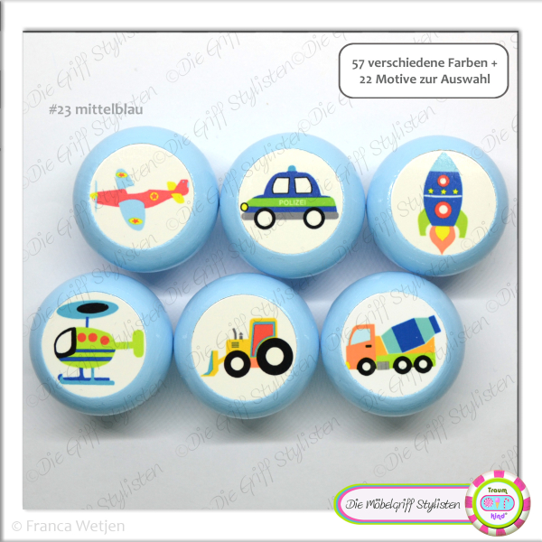 Set of 6 colorful dresser knobs for kids vehicles 3