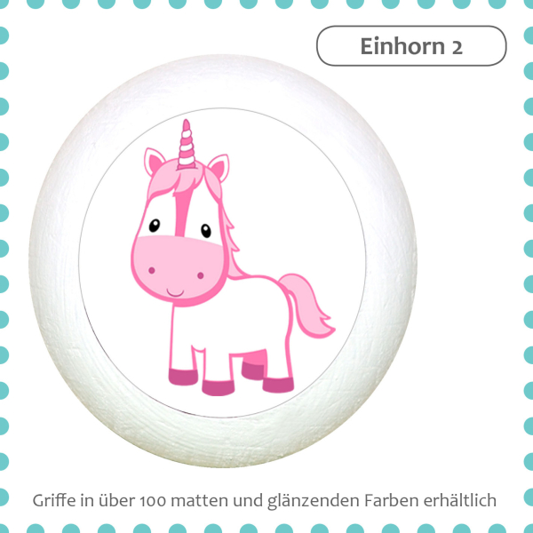 Bunter Holz Möbelknauf Mädchen Mädchenzimmer "Einhorn 2"
