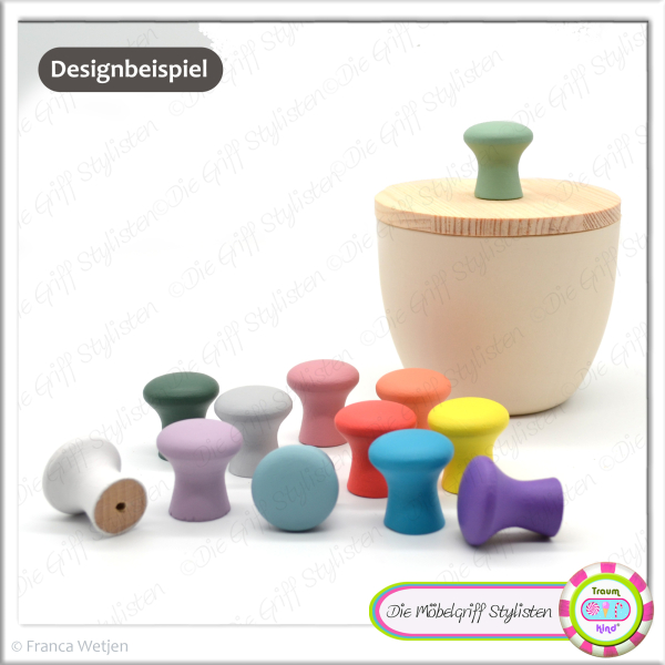 MATTE MINI 25 mm mushroom - door knob beech plain matte chalk paint