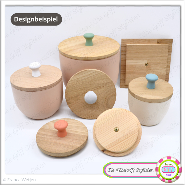 GLOSSY - MINI 25 mm mushroom - door knob beech plain glossy varnish