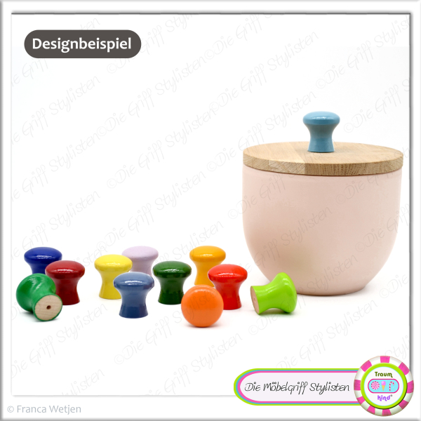 GLOSSY - MINI 25 mm mushroom - door knob beech plain glossy varnish