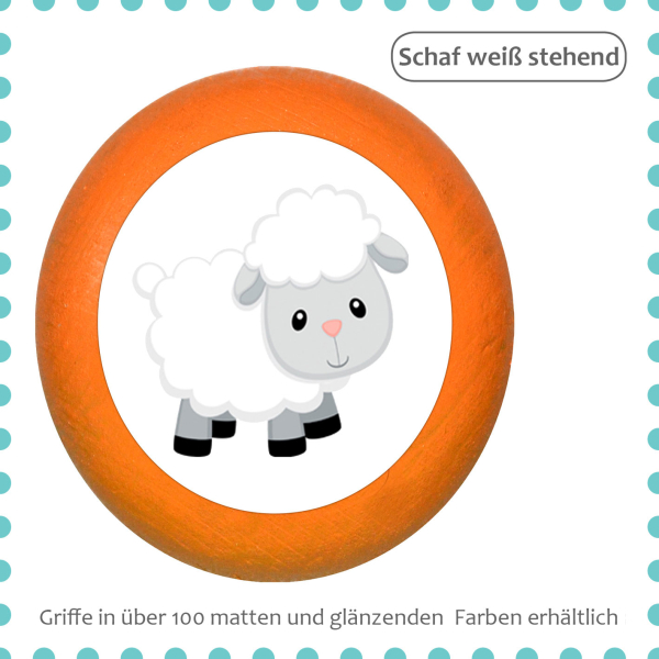 Kids drawer knob farm animal sheep white standing