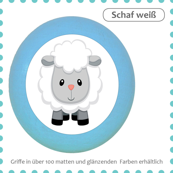 Kids drawer knob farm animal sheep white