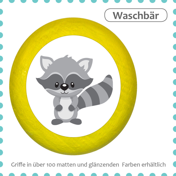 Kids dresser knob woodland animal racoon