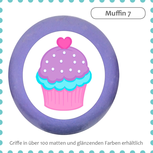 Bunter Holz Kommodenknauf Muffin Cupcake Massivholz Buche individuell