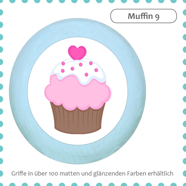 Bunter Holz Schubladengriff Muffin Cupcake Massivholz Buche individuell