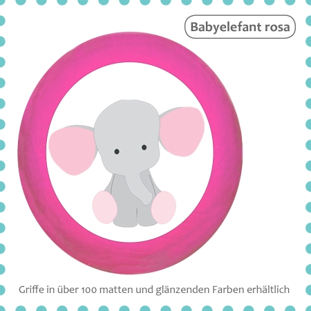Möbelknauf Babyelefant rosa Massivholz Buche individuell