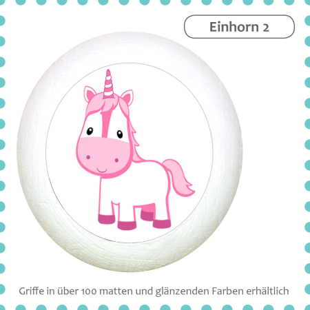 Bunter Holz Möbelknauf Mädchen Mädchenzimmer "Einhorn 2"