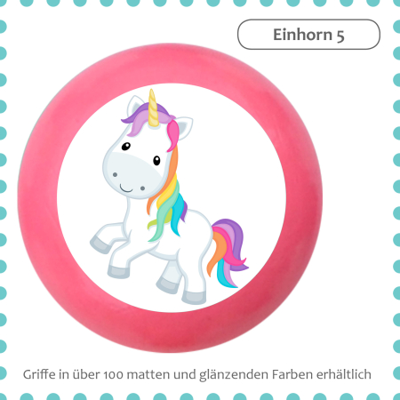 Bunter Holz Schubladenknauf Mädchen Mädchenzimmer "Einhorn 5"