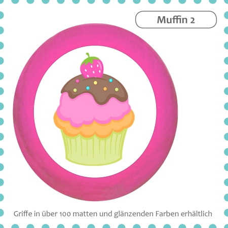 Bunter Holz Möbelknauf Muffin Cupcake Massivholz Buche individuell
