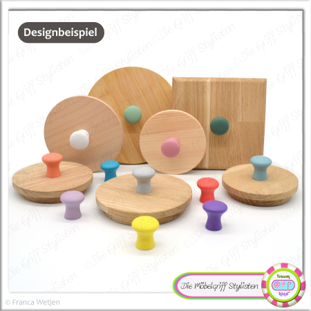 GLOSSY - MINI 25 mm mushroom - door knob beech plain glossy varnish