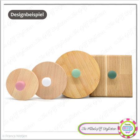 GLOSSY - MINI 25 mm mushroom - door knob beech plain glossy varnish