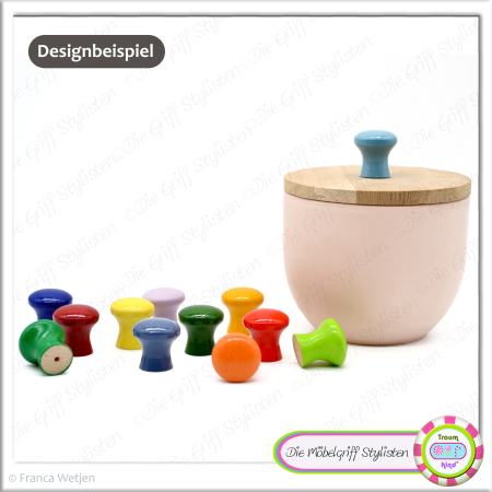 GLOSSY - MINI 25 mm mushroom - door knob beech plain glossy varnish