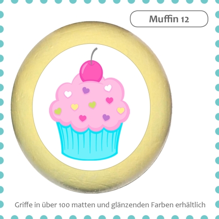 Bunter Holz Holzknauf Muffin Cupcake Massivholz Buche individuell