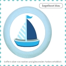 Bunter Holz Möbelknopf "Segelboot blau"